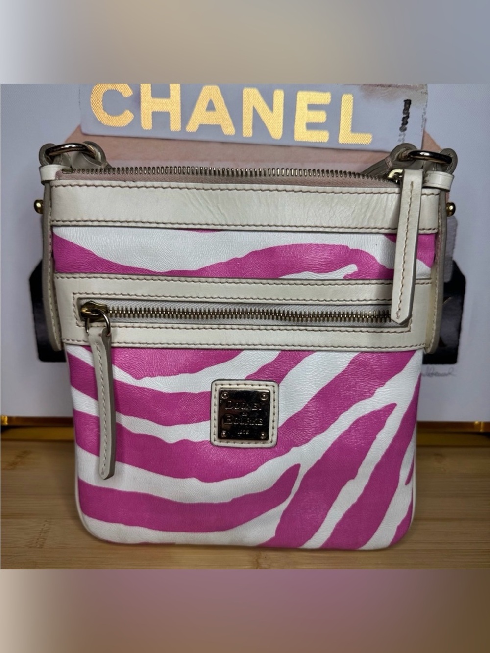 Dooney & Bourke Pink Zebra Print Crossbody Bag EUC